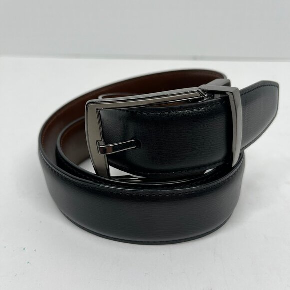 An Original Penguin Black Smooth Leather Men's Belt Sz. 30/32 - Picture 1 of 5